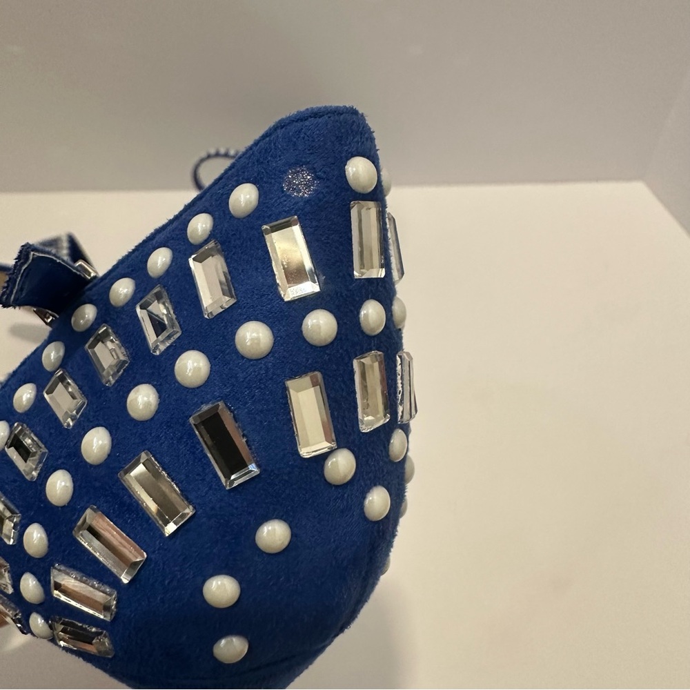 Blue Stiletto Heels with Rhinestone Embellishment - Picture 7 of 10